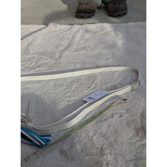 NWT BRIGHTON White Barbados City Organizer Crossbody Tasseled White-Blue #T435A2 - Picture 14 of 16